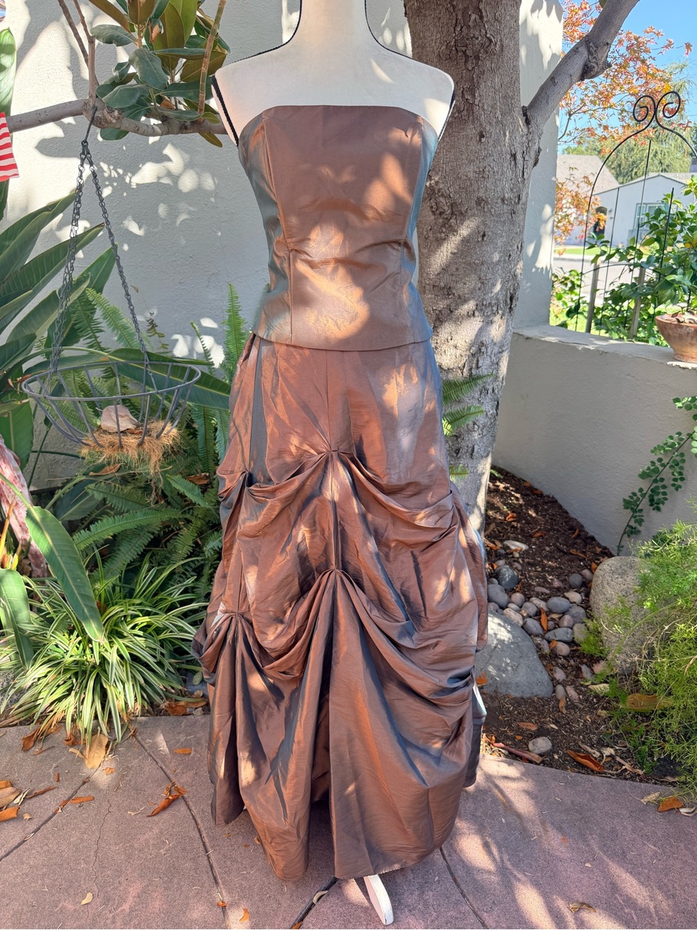 Strapless Metallic Bronze Evening Gown Size Large